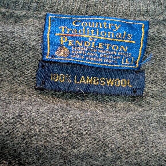 Country Traditionals Pendleton Grey Lambswool Sweater Made in USA - Size L - Picture 2 of 3